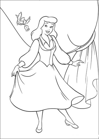 The Bird Wants To Give A Rose For Cinderella  Coloring Page